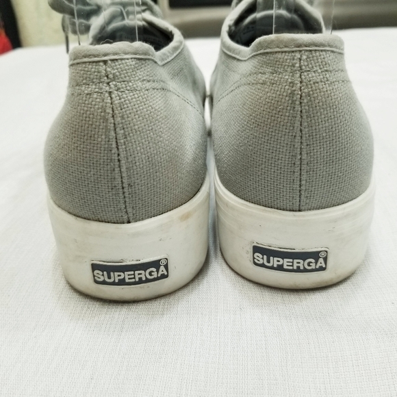 Superga Womens Platform Shoes Gray Low Top Canvas Sneaker‎ Skater Hipster 41.5 - Picture 7 of 15